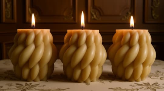 Beeswax candle with vintage background made from Canadian beeswax, highlighting Sensosalve’s commitment to quality, natural products, and environmentally responsible Canadian-made candles, soaps, and salves in Richmond, BC.